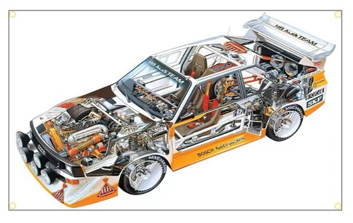 Audi quattro rally - rally, flag